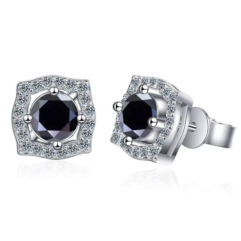 1 ct Moissanite Cushion Halo Stud Earrings in Sterling Silver