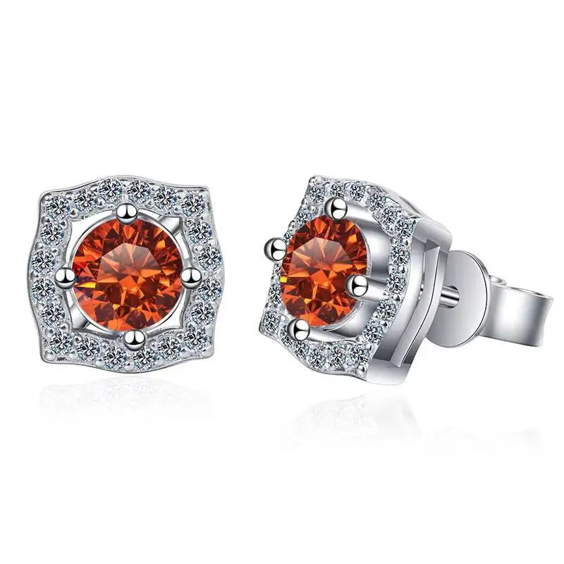 1 ct Moissanite Cushion Halo Stud Earrings in Sterling Silver