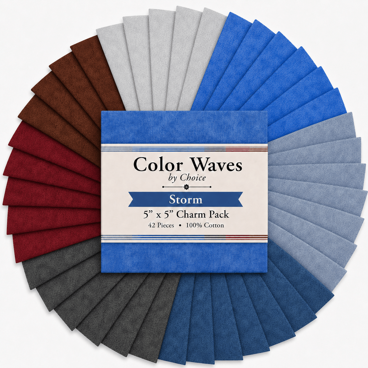Color Waves Storm 5"x5" Charm Pack - 42 Squares