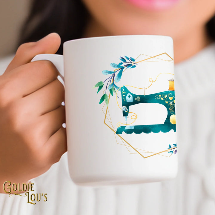 Teal Sewing Machine Mug