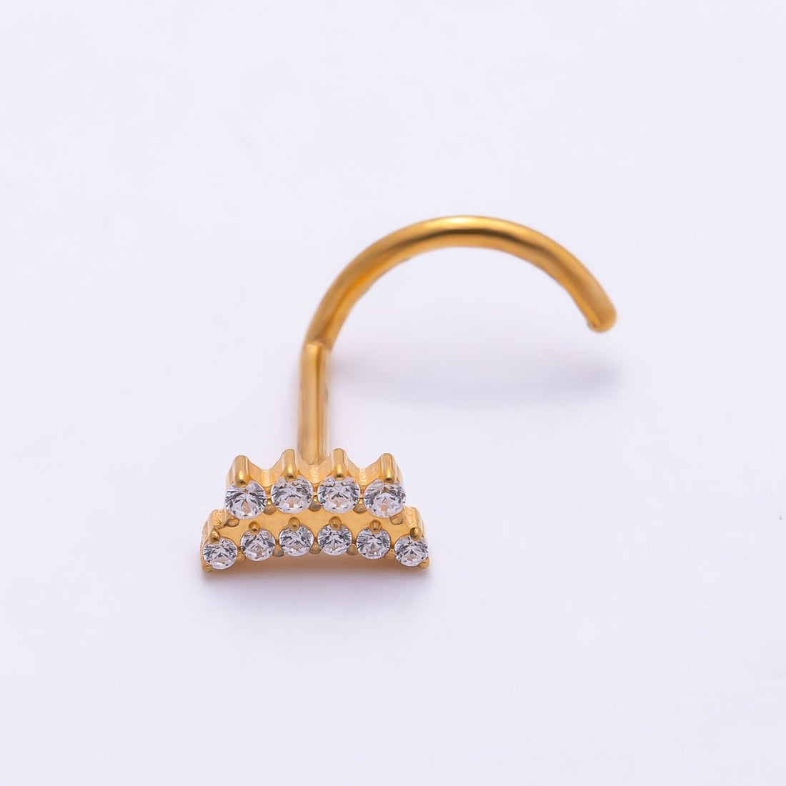 Titanium 3mm Double Row CZ Curved Cartilage Nose Single Piercing Stud | Findings-00437