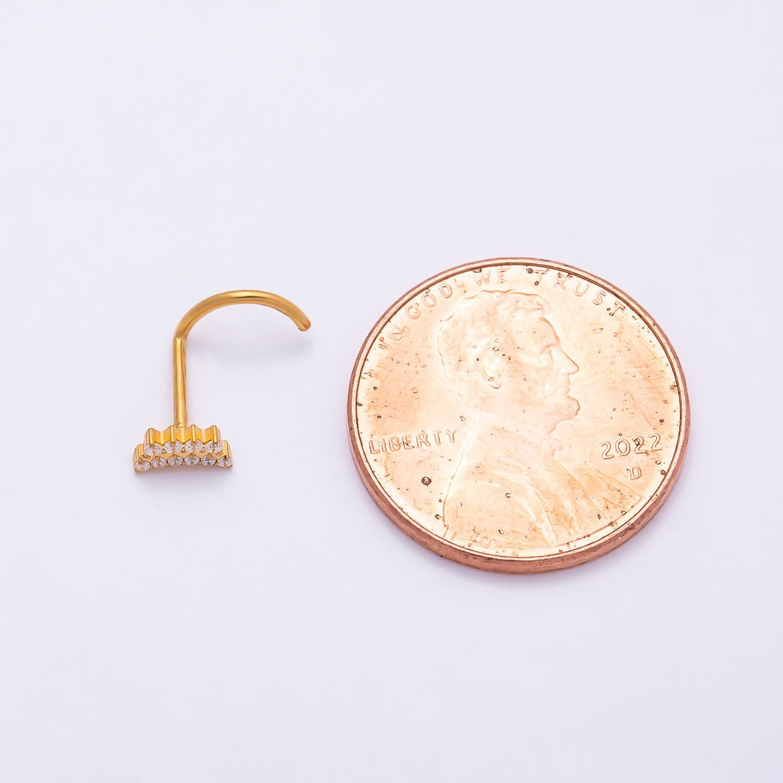 Titanium 3mm Double Row CZ Curved Cartilage Nose Single Piercing Stud | Findings-00437