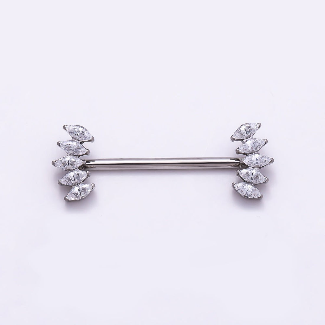 Titanium Clear CZ Multiple Marquise Fan Nipple Barbell Piercing Body Jewelry in Gold & Silver | Findings-00297