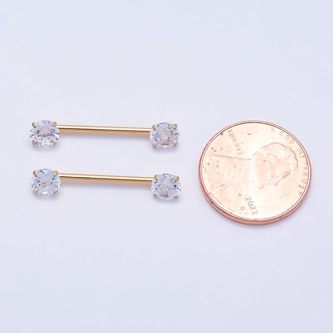 Titanium Clear CZ Round Nipple Barbell Piercing Body Jewelry in Gold & Silver | Findings-00299 Findings-00300