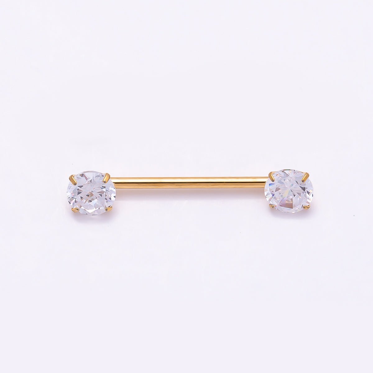Titanium Clear CZ Round Nipple Barbell Piercing Body Jewelry in Gold & Silver | Findings-00299 Findings-00300