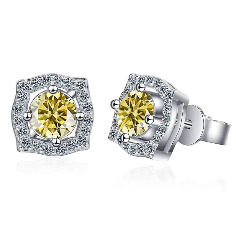 1 ct Moissanite Cushion Halo Stud Earrings in Sterling Silver