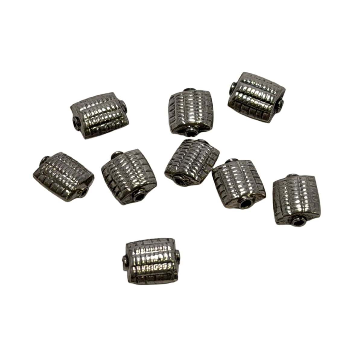 Sterling Silver Textured Rectangle Beads 10mm x 8mm - Individual Sale